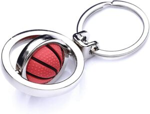 Keychain Sports Basketball Rotating Keyring Rubber Alloy Charm Purse Bag Pendant Stable Quality